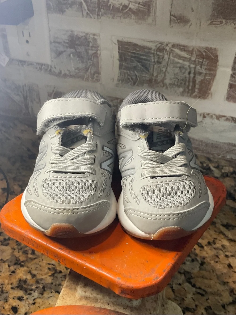 New Balance Kids Beige & White Suede Athletic Sneakers